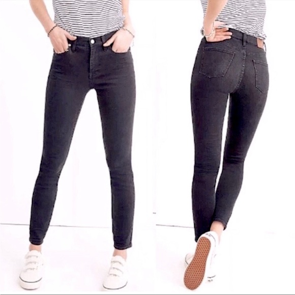 Madewell Denim - Madewell 9” High Rise Skinny Faded Black Gray Lunar Stretch Jeans- 26